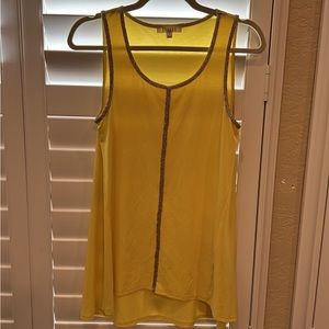Yellow tank top with gold trim